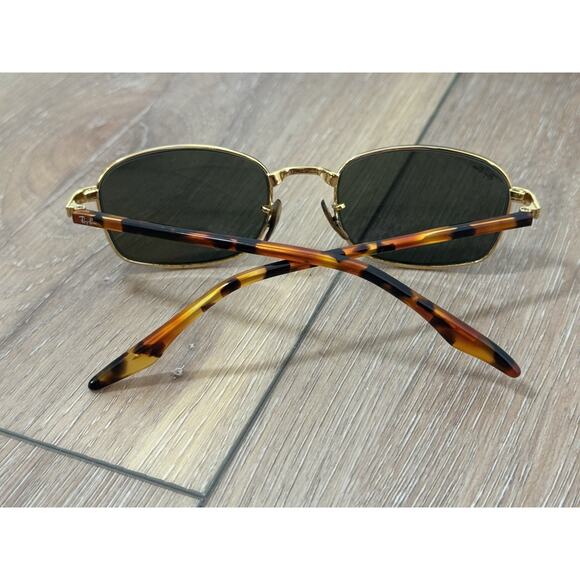 Vintage B&L Ray Ban Signet Rect. Sunglasses USA 80’s Gold Tortoise Green Glass - Picture 11 of 16